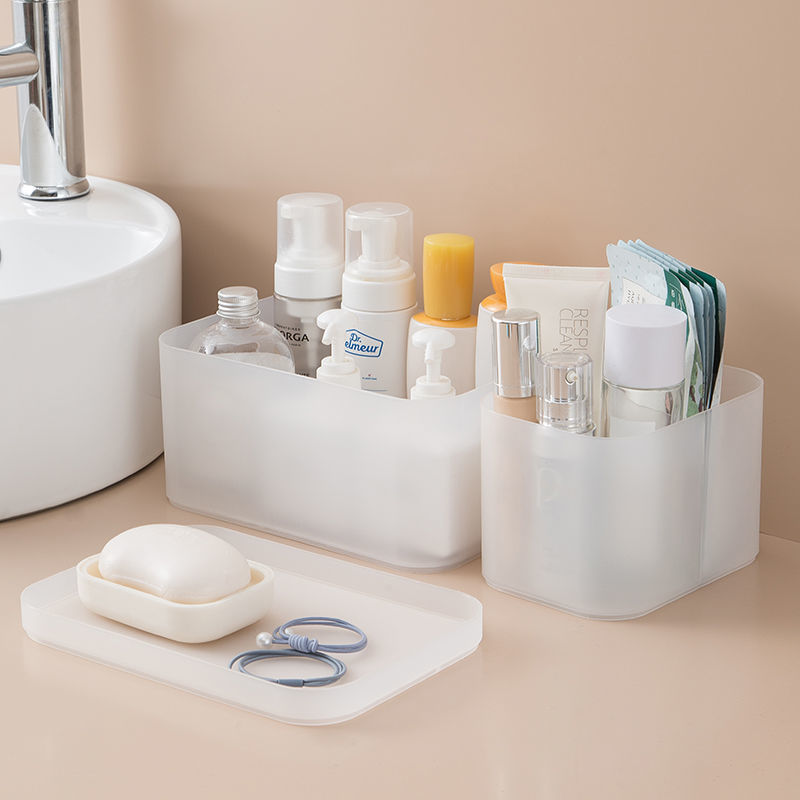 Cosmetics, cassette cover, storage basket, student dormitory, desktop box, frosted transparent lipstick mask box, household.