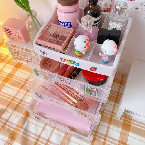 Ins girl's heart desktop drawer type student dormitory makeup storage box on desk tape stationery desk shelf