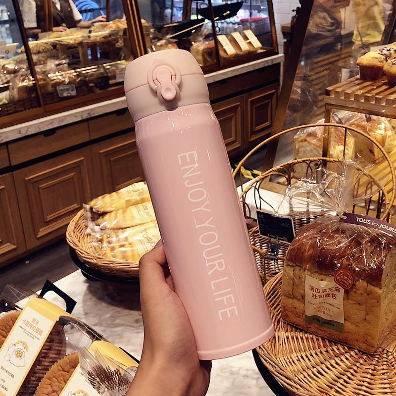 Simple Korean version of small fresh heat preservation cup literature and art female students lovers stainless steel water cup portable creative trend cup