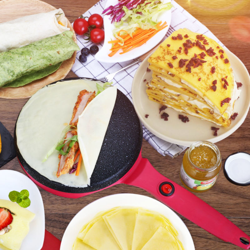 Household single side thin cake pan non stick spring cake machine breakfast machine frying and baking machine mini cake stand