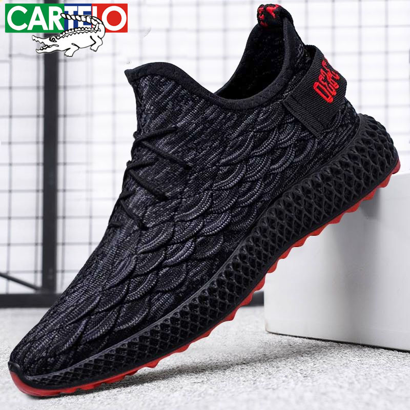 2020 spring dragon scale real fly weaving [Cartier crocodile] men's shoes Korean casual sports men's versatile shoes