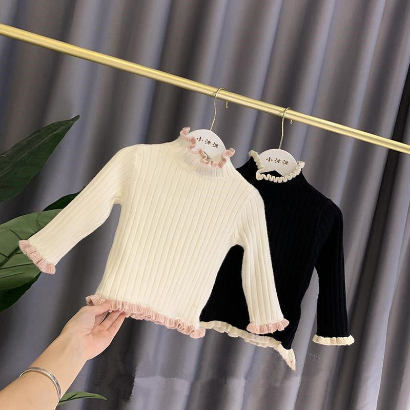 Girls' Plush sweater children's T-shirt girl baby's versatile high collar bottom coat baby's foreign style winter coat