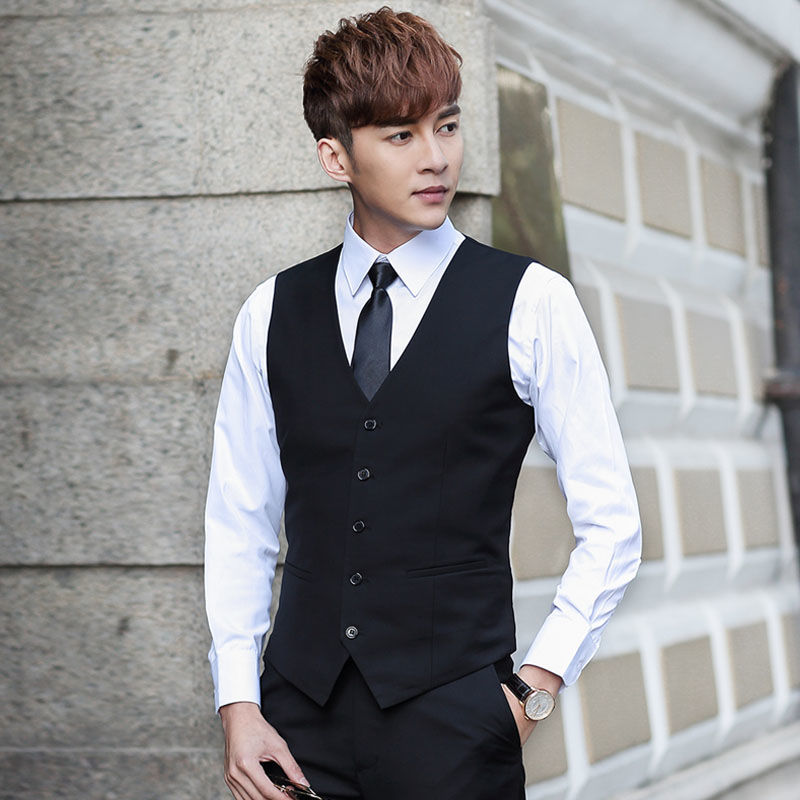 Suit vest suit men's new no ironing men's suit vest vest, Korean version slim fit, shoulder casual pants tide