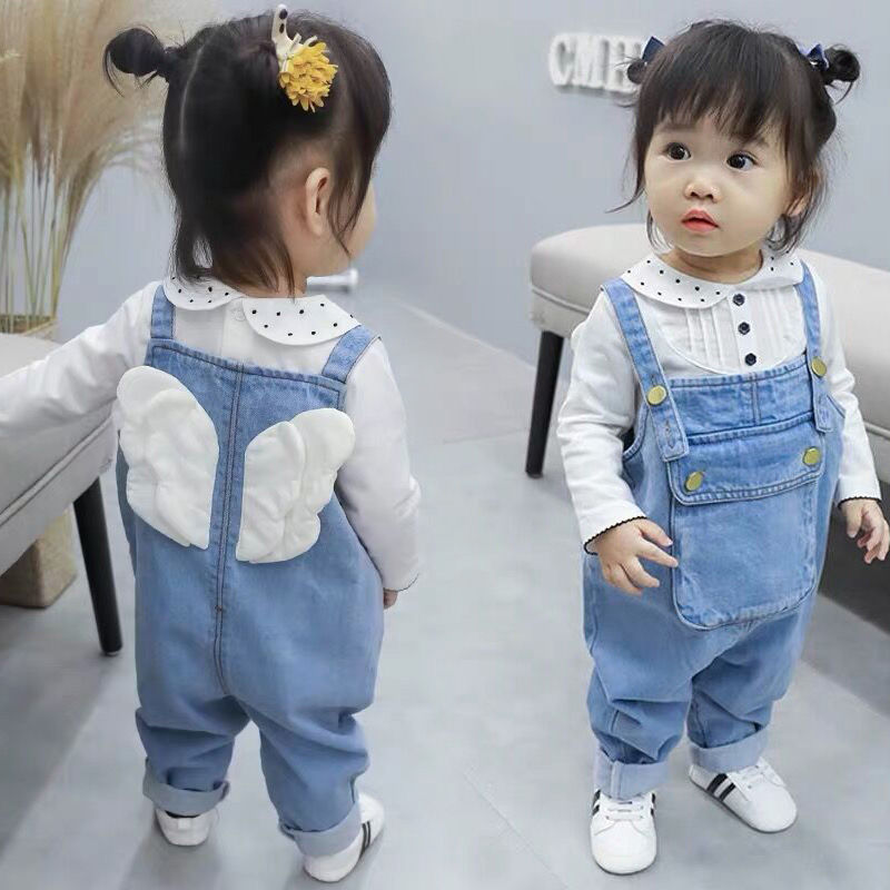 Baby's Strapless pants winter autumn children's Wide Leg Pants Boys and girls baby children's 123 year old suspenders jeans
