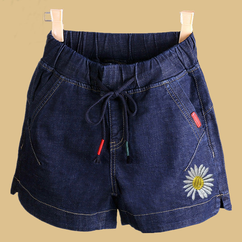 Small daisy 2020 summer Korean large denim shorts women's high waist elastic elastic waist casual wide leg pants