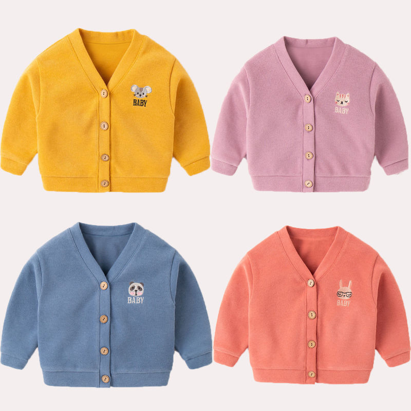 Baby coat autumn 2020 new style foreign style girl's coat 1 year old boy's top spring and autumn baby knitted cardigan