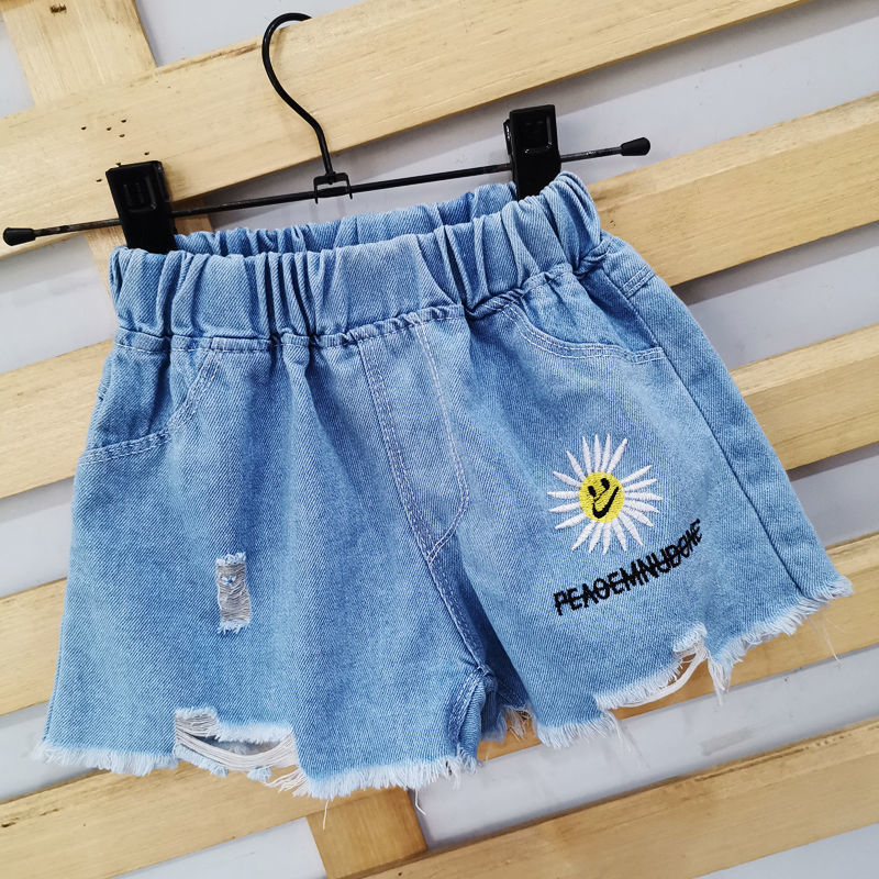 Fashionable girl denim skirt pants summer new Zhongda children's Korean fashion thin shorts children's loose pants