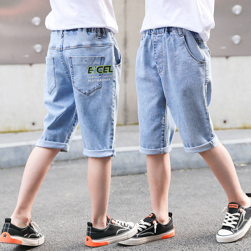 Children's pants men's summer wear 2020 new Korean version of Chaozhong big children's Short Pants Capris boys' jeans and shorts