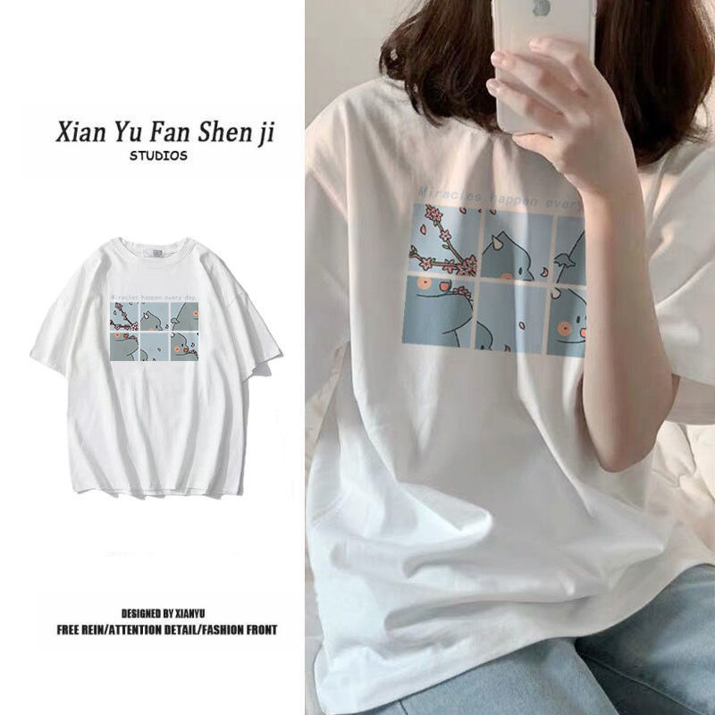Cotton women's 2020 new fashion short sleeve summer Korean loose white T-shirt original night wind student half sleeve top