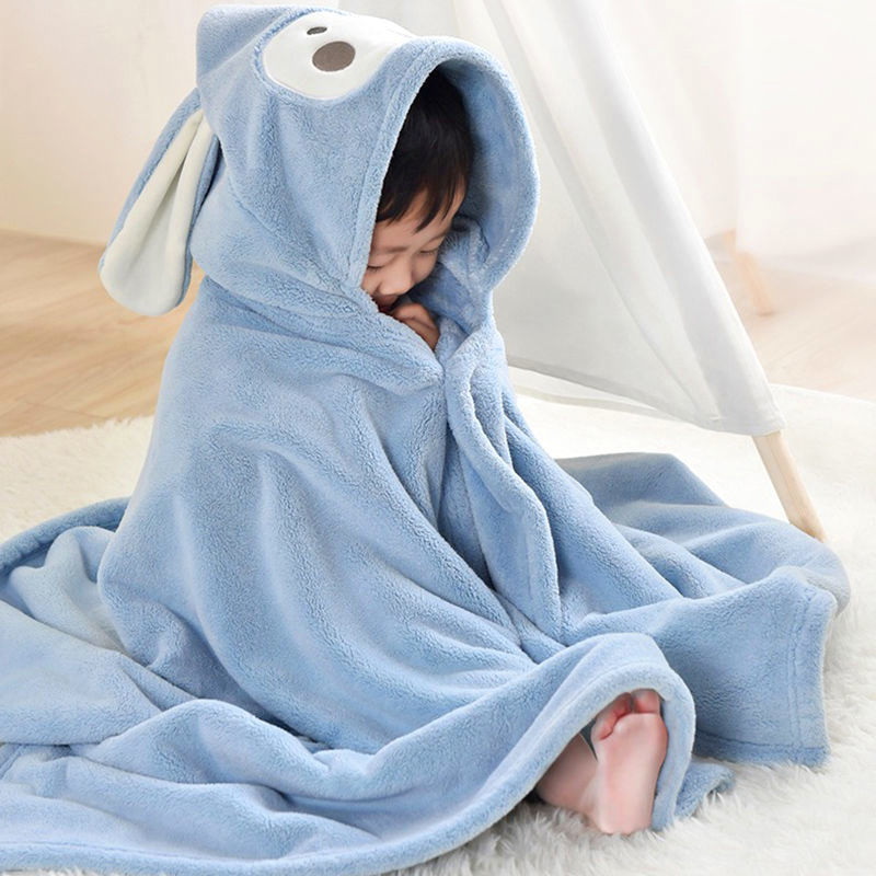Children's bath towel cape with cap super soft newborn baby can wear bathrobe for bathing