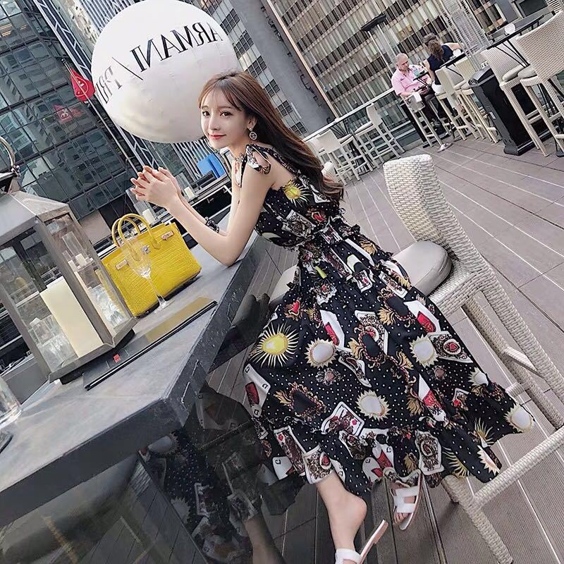 Dress 2020 new female summer fat sister floral skirt long summer long short beach skirt sexy dress