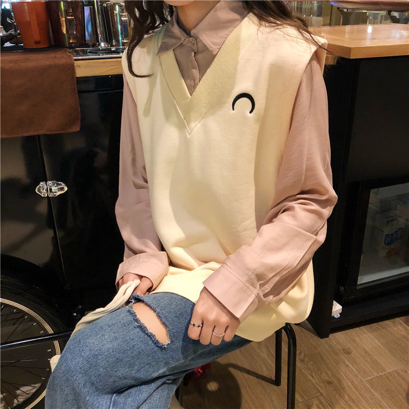 Autumn and winter new knitted plush sweater waistcoat female students Korean version lazy vest loose and thick coat