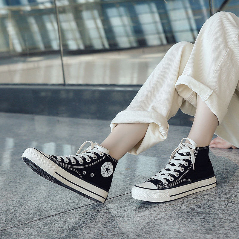 Street Photo ins couple canvas shoes men's high top Korean student fashion shoes 1970s versatile flat soled retro harbour wind board shoes
