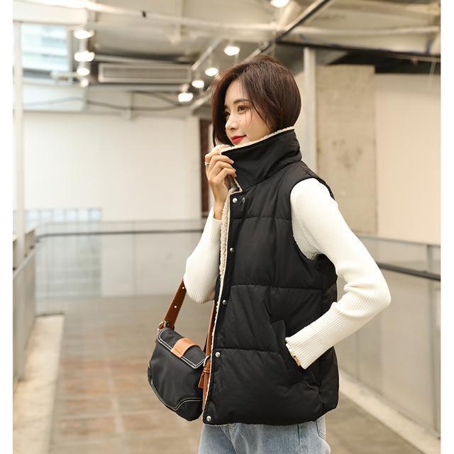 Down cotton waistcoat women's Vest fall / winter 2020 new style bread jacket with thick shoulder and short jacket