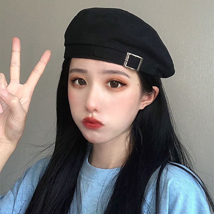 Beret women's spring and summer thin Japanese versatile solid color octagonal hat net red ins British retro artist hat