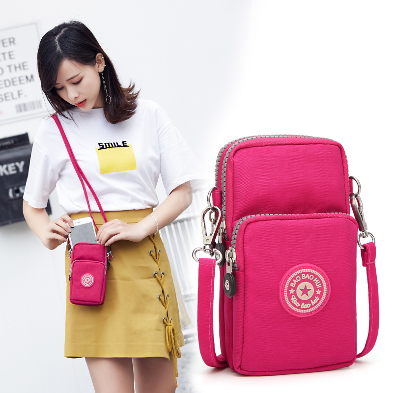 2020 new mobile phone bag women's messenger bag neck wrist bag change purse summer Mini vertical fabric bag