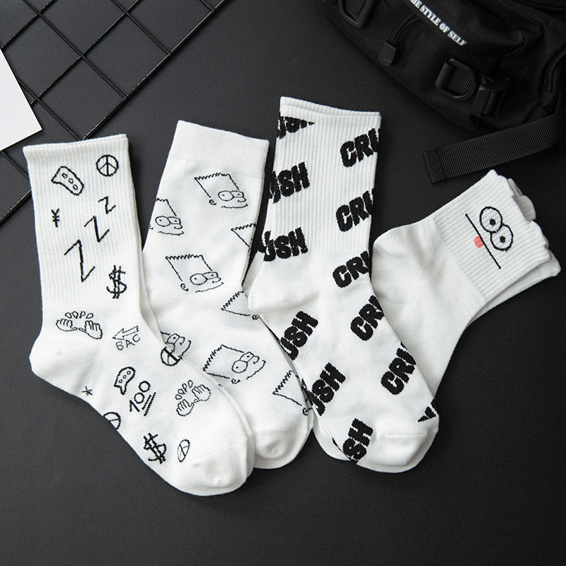 Socks children's Korean version of INS fashion Cute Japanese illustration cartoon students men's stockings personality Street lovers
