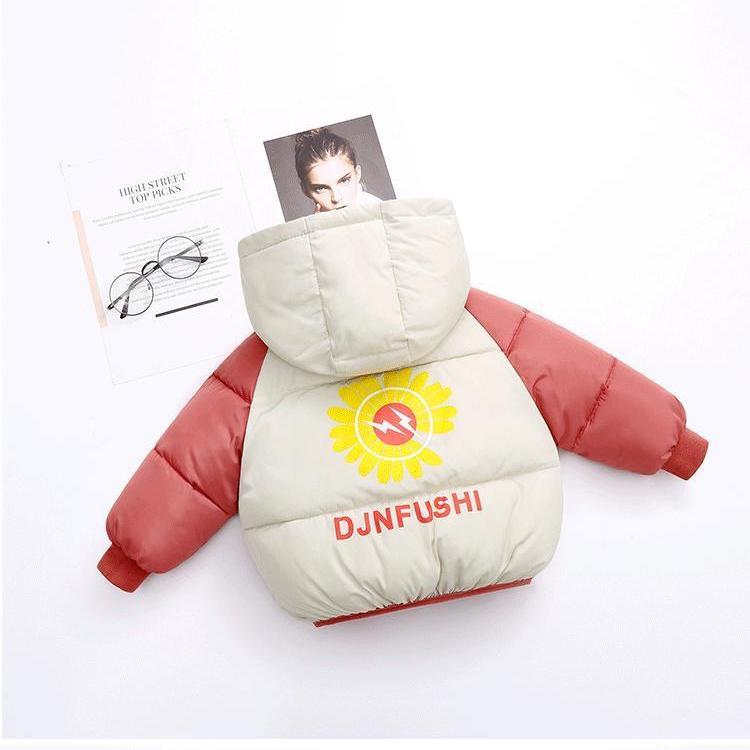 Korean version of off season children's cotton padded clothes hooded boys and girls children's clothes baby cotton padded jacket autumn and winter children's short thick coat