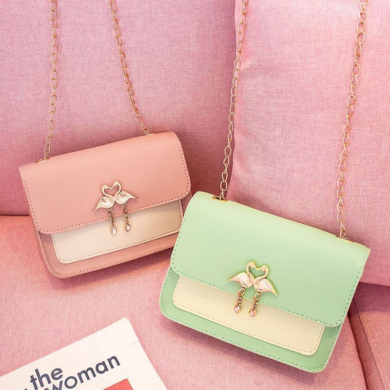 2020 bag women's new Korean fashion women's bag versatile straddle bag tassel single shoulder chain small square bag color contrast bag