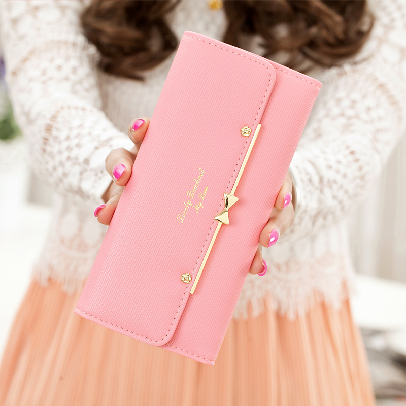 Women's long purse women's 2020 fashion women's new Japanese and Korean small fresh bow knot student's hand bag mobile phone bag