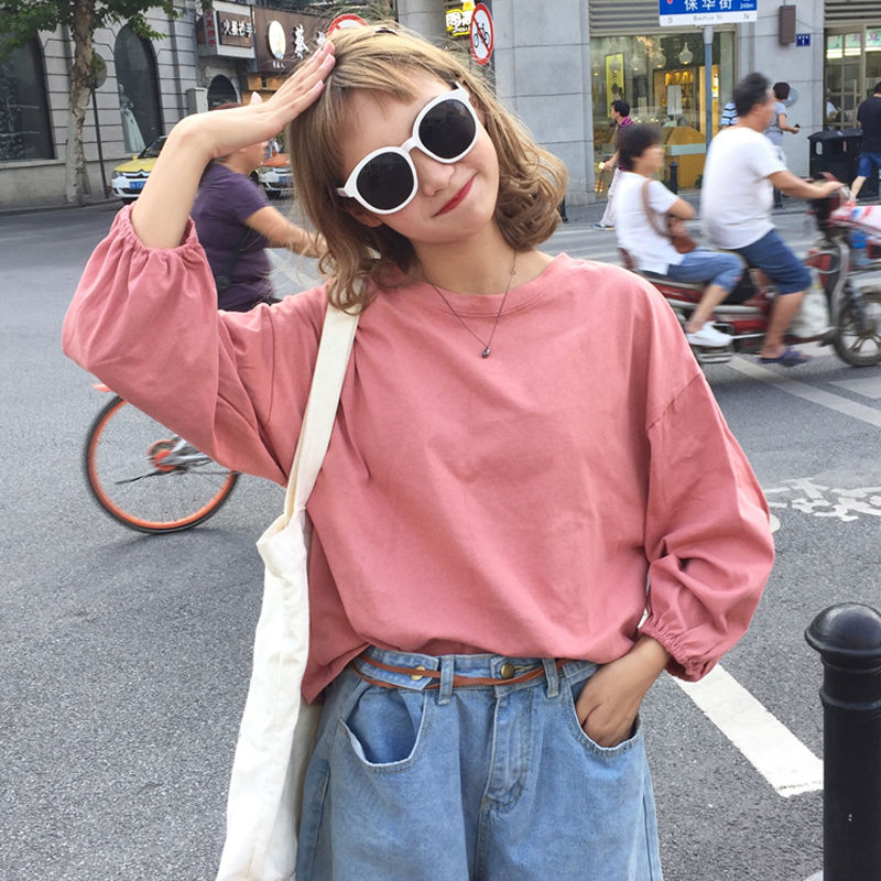 Long sleeve female T-shirt student new Korean version versatile bottoming shirt original sleepover lazy loose spring and autumn T-Shirt Top