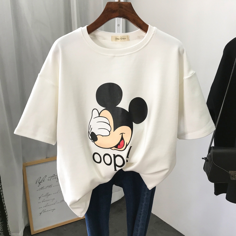 Super fire short sleeve T-shirt women's summer 2020 new Korean fashion loose Mickey versatile top