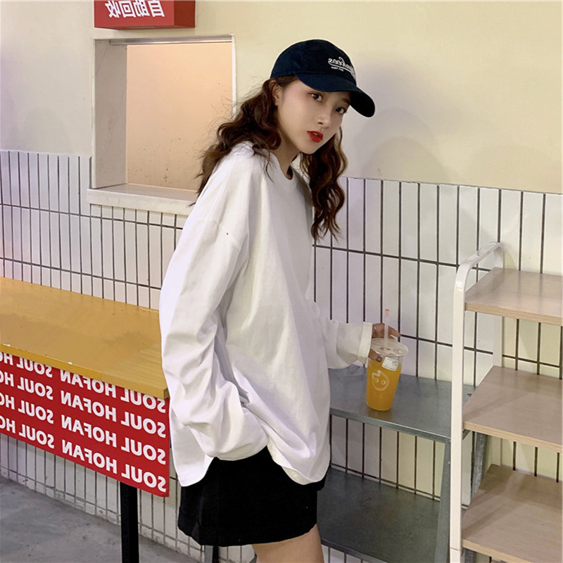 Long sleeve T-shirt women's ins fashion 2020 new loose top spring and autumn versatile bottoming shirt