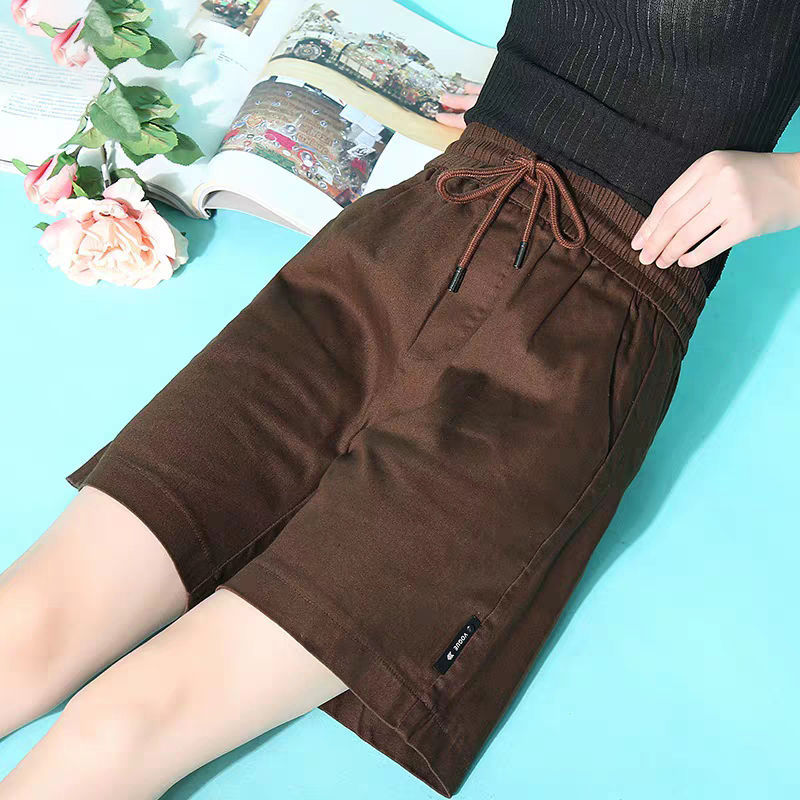 100% cotton new large fat sister 200kg five point shorts women's summer wear Korean elastic waist loose pants