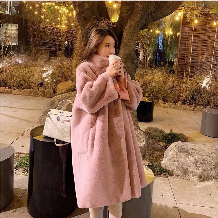 2020 new autumn / winter Korean mink fur fur fur loose coat women mink coat medium length