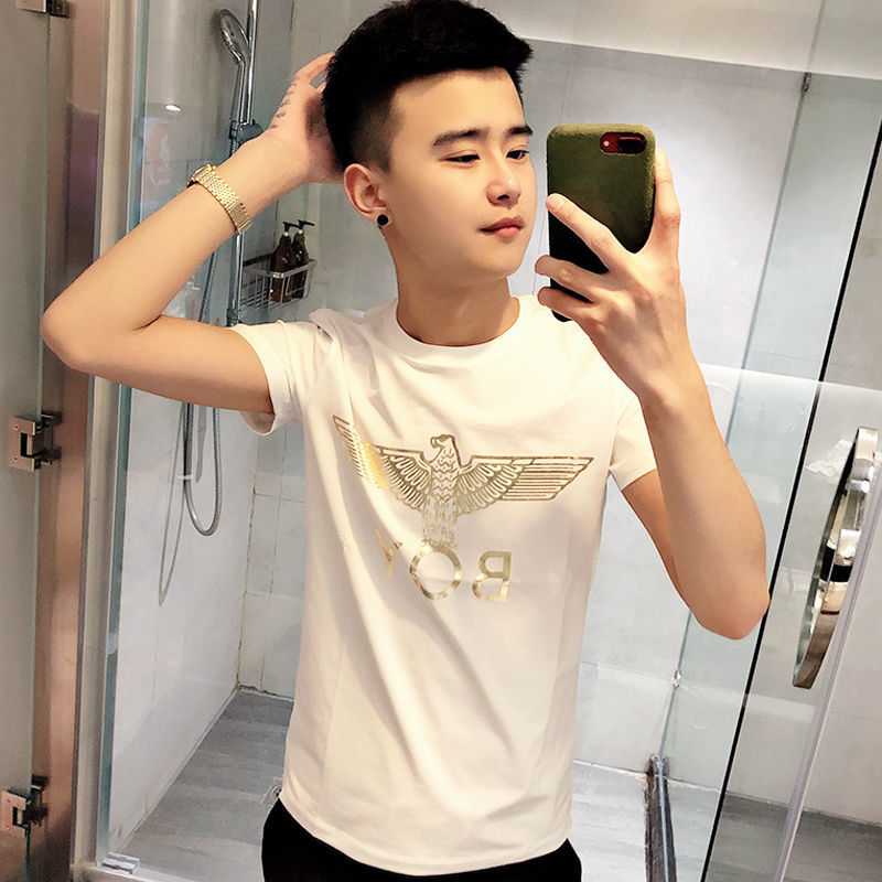 Social man's Kwai Fu net, red short sleeves, men's tide brand spirit, little guy's printed T-shirt, quick hand, short sleeved summer.