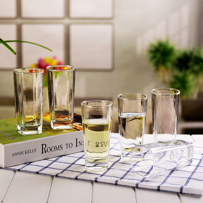 6-Piece household heat-resistant glass set living room thickened transparent tea cup lead-free juice glass beer cup