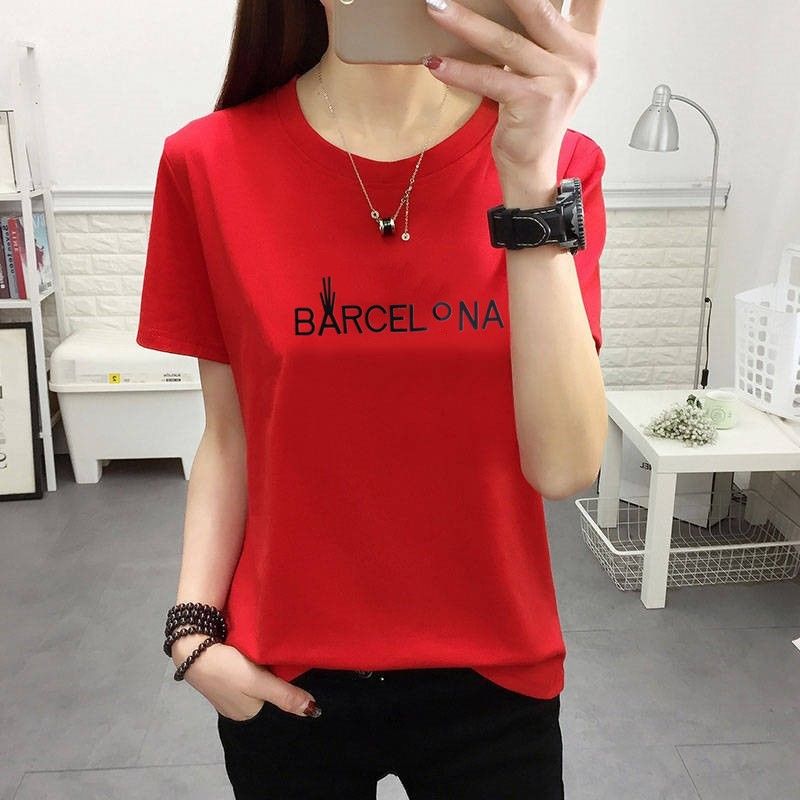 Women's short sleeve T-shirt student girls loose version short T summer Korean version large middle-aged women half sleeve versatile