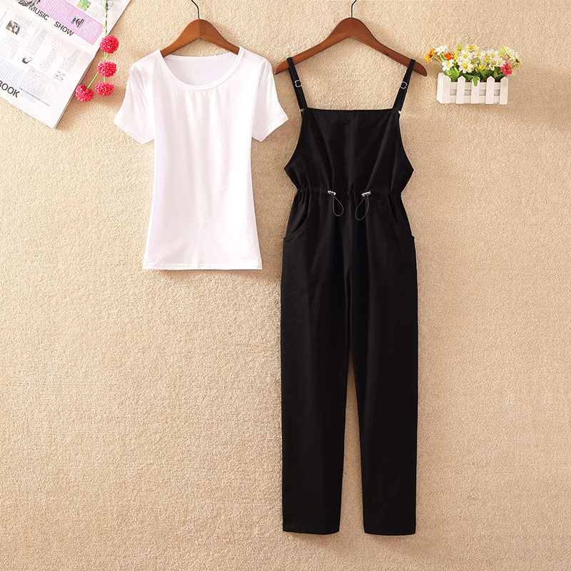Summer new style one piece pants Korean women's clothing art and literature retro style belt pants with waist closing and thin work clothes pants two piece suit
