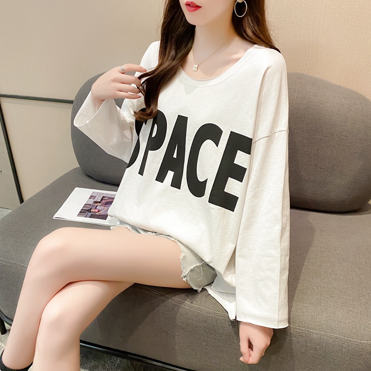 Autumn new Korean loose round neck long sleeve T-shirt for women 35% cotton 60% fiber 5% spandex