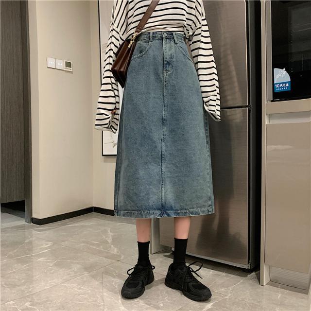 New Retro Hong Kong Style denim skirt for spring and summer 2020