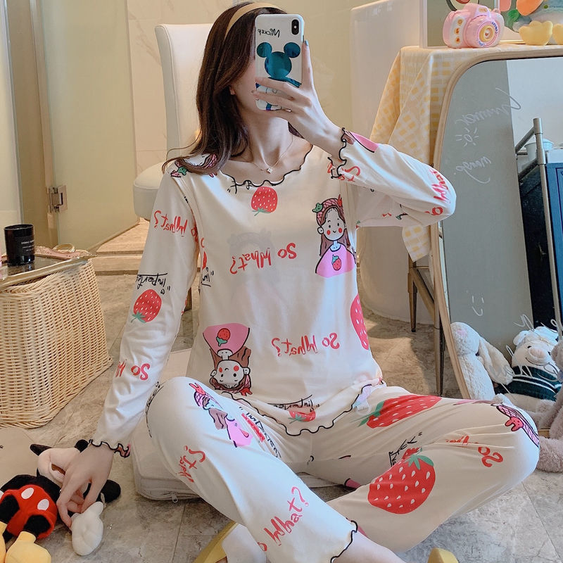 Baby clothes spring and summer pregnant women's pajamas postpartum nursing clothes