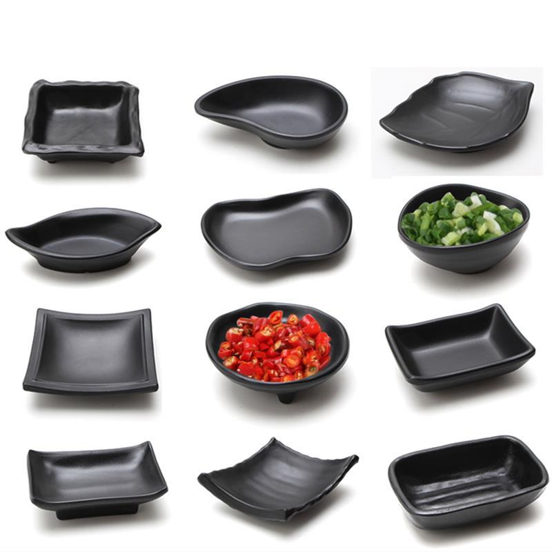 Black frosted pepper seasoned soy sauce saucer commercial snack plate Hotel melamine Japanese style imitation hot pot tableware
