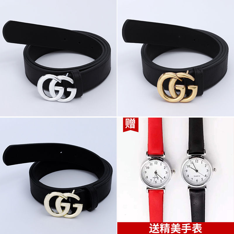 Belt girl student all match Korean belt, tiktok belt, red belt, fashion, double G, young trousers belt