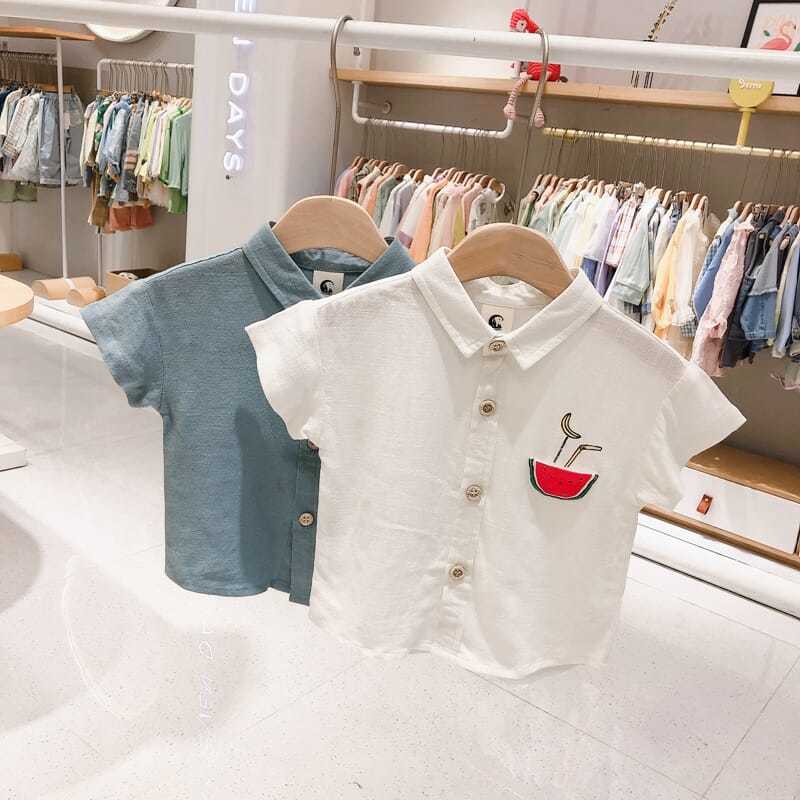 Boy's Shirt Short Sleeve summer wear new foreign style one year old baby shirt casual Korean children's top thin clothes