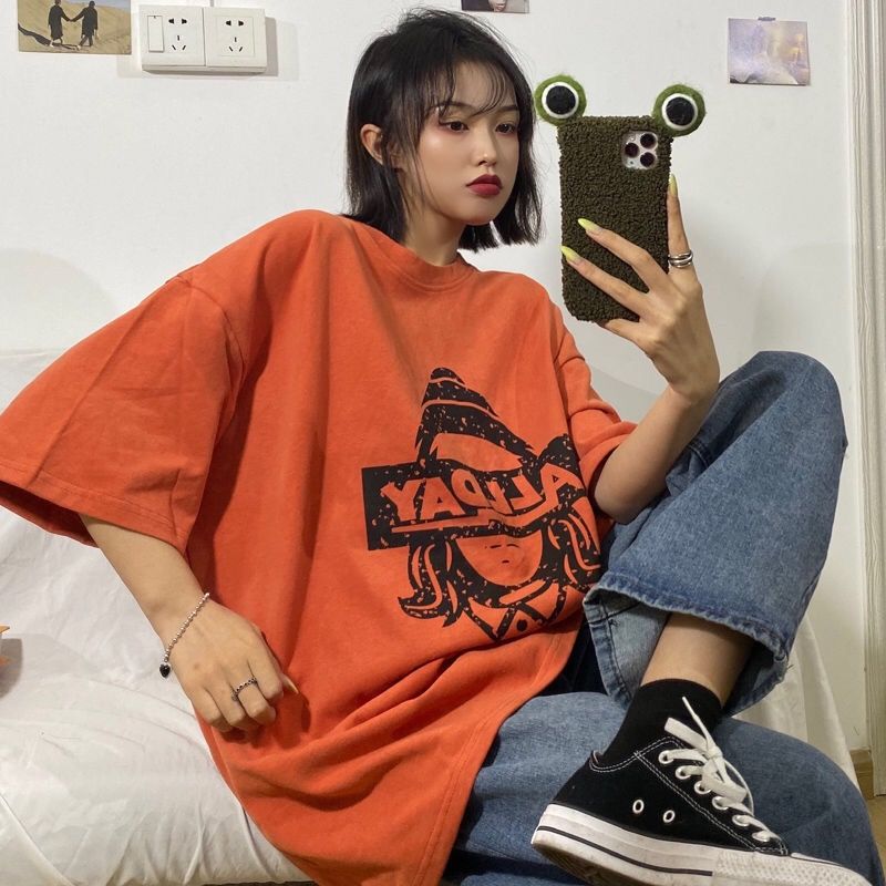 Early spring chic short sleeve T-shirt women's Korean loose large version versatile student Harajuku handsome neutral mschf upper clothes
