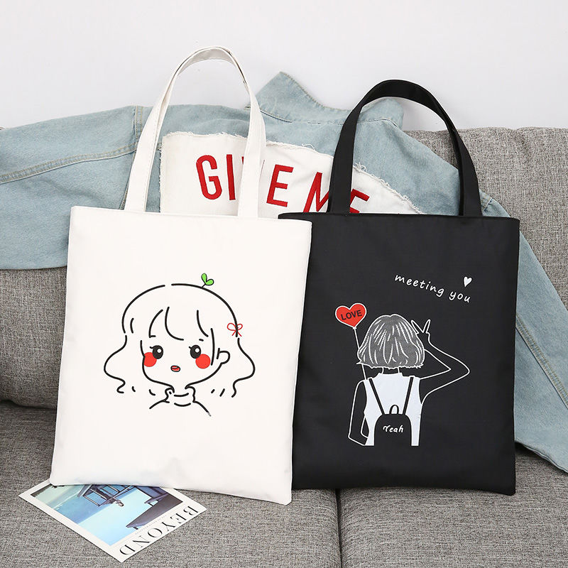 Handbag canvas bag women's shoulder bag Korean simple versatile art and environmental protection shopping bag canvas bag student schoolbag