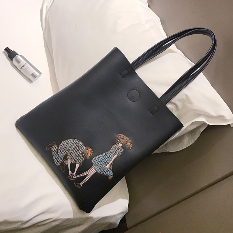 Korean version ins same bag female student schoolbag versatile Tote Bag single shoulder bag art canvas bag large bag