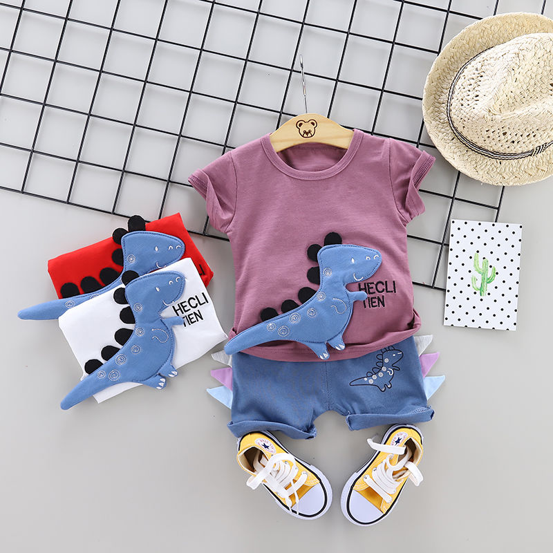 Boys' summer suit 2020 new Korean version children's summer short sleeve boys' two piece suit