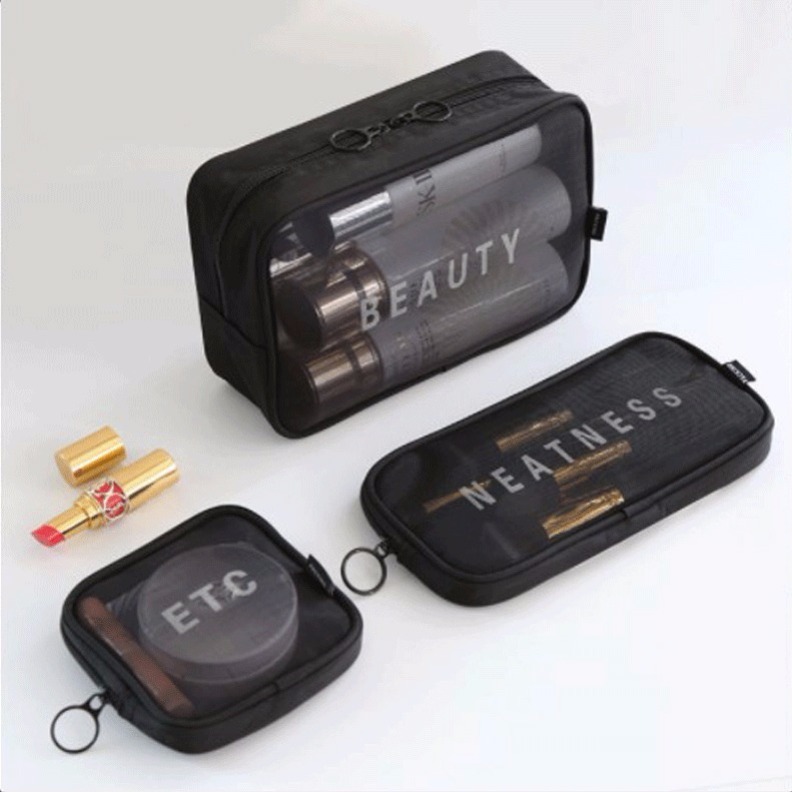 Make up bag small mini portable mesh large capacity cosmetic storage bag travel wash bag storage bag set