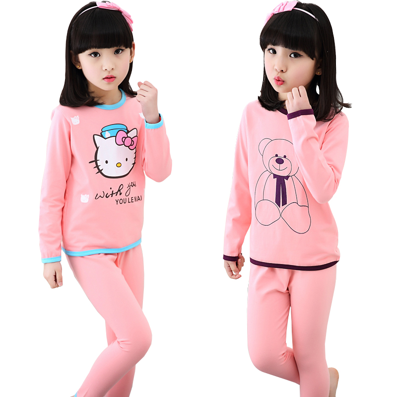 Girls' warm underwear set Plush thickening children's Pure Cotton autumn clothes autumn pants children's clothes home clothes baby pajamas season