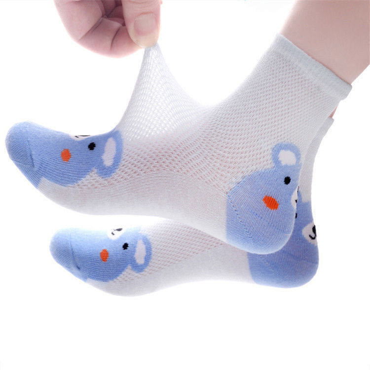 3-10 pairs of spring and summer children's socks medium tube thin breathable mesh boys' and girls' middle and large children's baby socks
