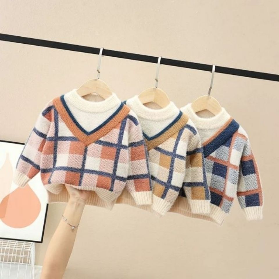 Boys' mink sweater autumn / winter 2020 new children's Pullover Sweater