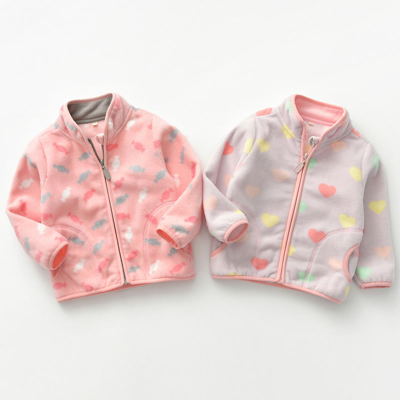 Yiduoduo girls' fleece autumn children's wear Fleece Jacket girls' top zipper top children's sweater spring and Autumn