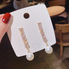 Real shot 925 silver needle pearl exquisite micro inlaid Earrings versatile retro simple small temperament Earrings