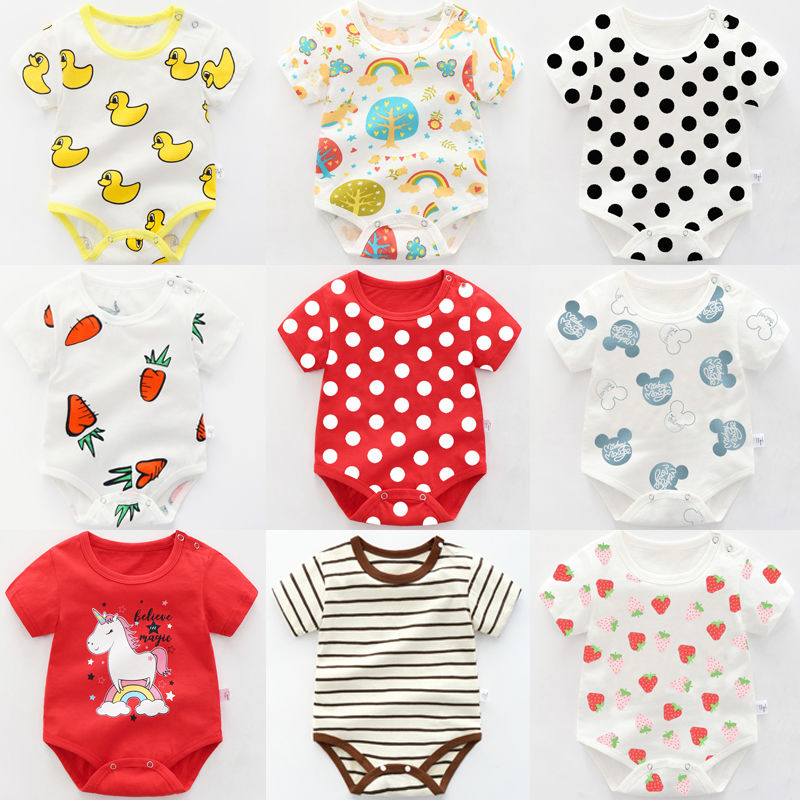 Baby one piece summer clothes baby bag fart clothes short sleeve summer thin newborn children's clothes men's and women's triangle Romper